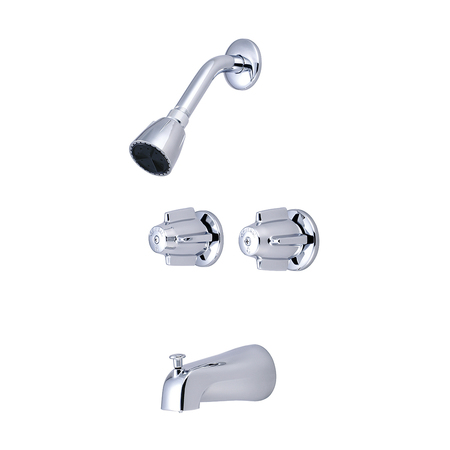 CENTRAL BRASS Two Handle Tub and Shower Set, Polished Chrome, Wall 6076